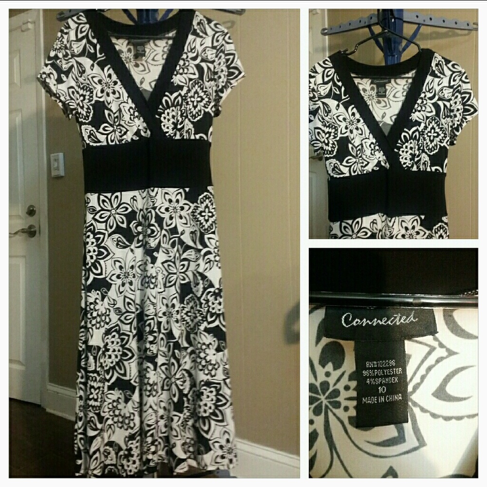 Connected Black and White Floral Dress